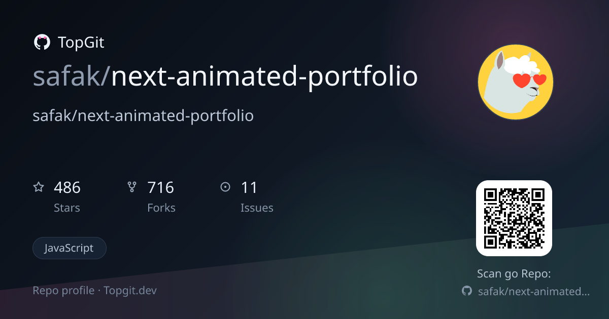 TopGit repo profile image for safak/next-animated-portfolio