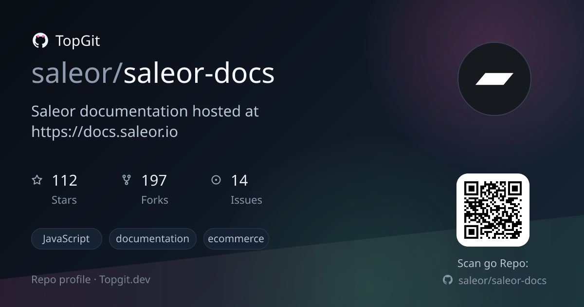 TopGit repo profile image for saleor/saleor-docs