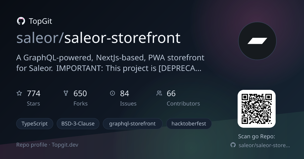 TopGit repo profile image for saleor/saleor-storefront