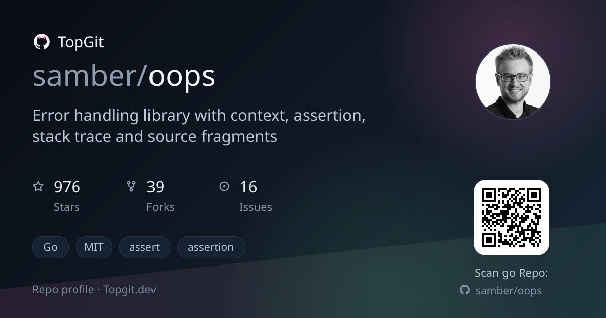 TopGit repo profile image for samber/oops