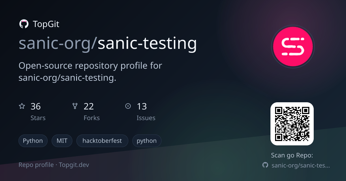 TopGit repo profile image for sanic-org/sanic-testing