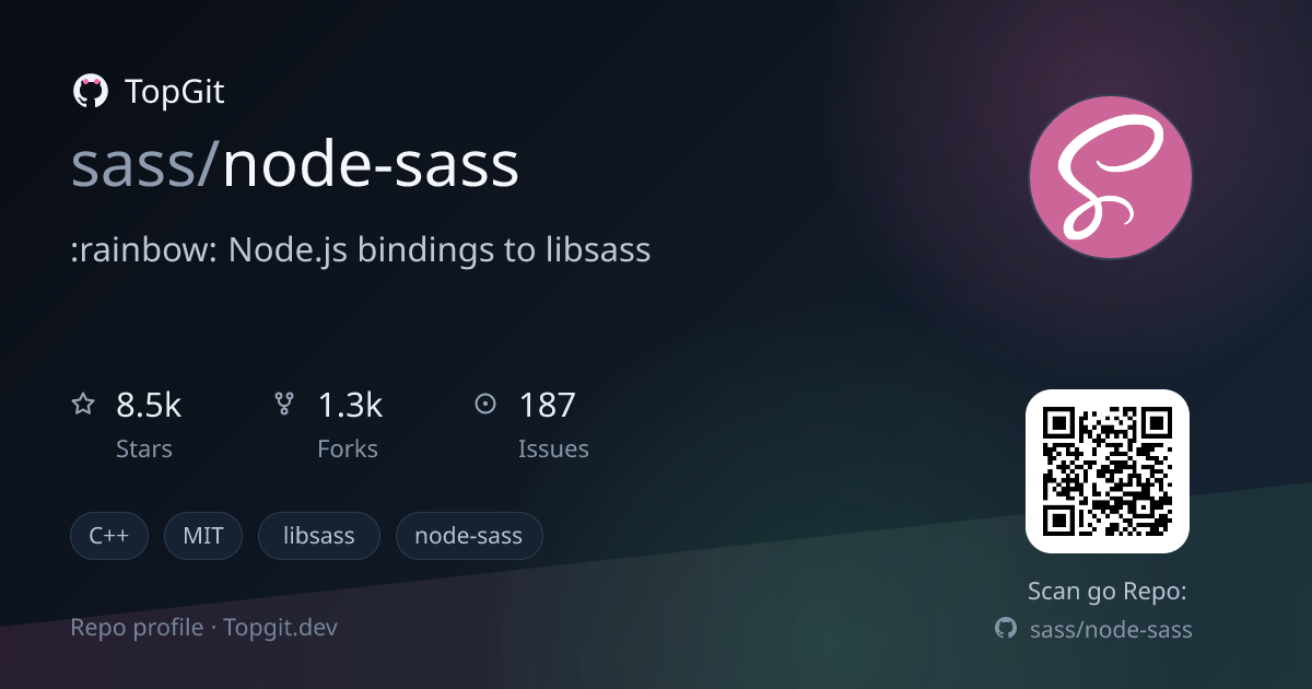 TopGit repo profile image for sass/node-sass