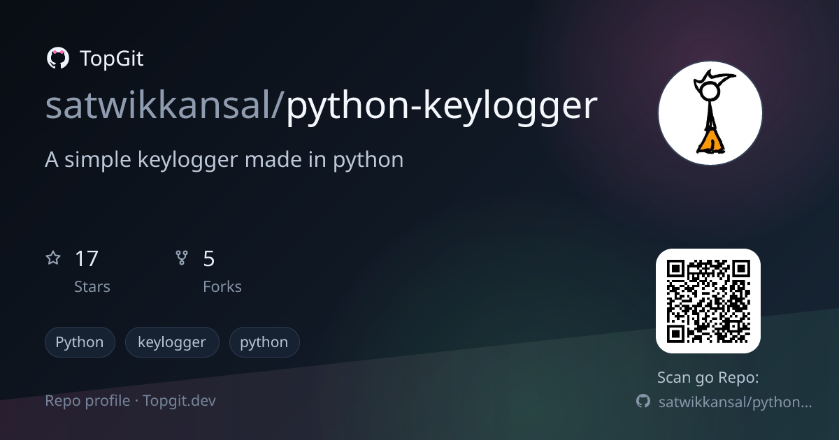 TopGit repo profile image for satwikkansal/python-keylogger