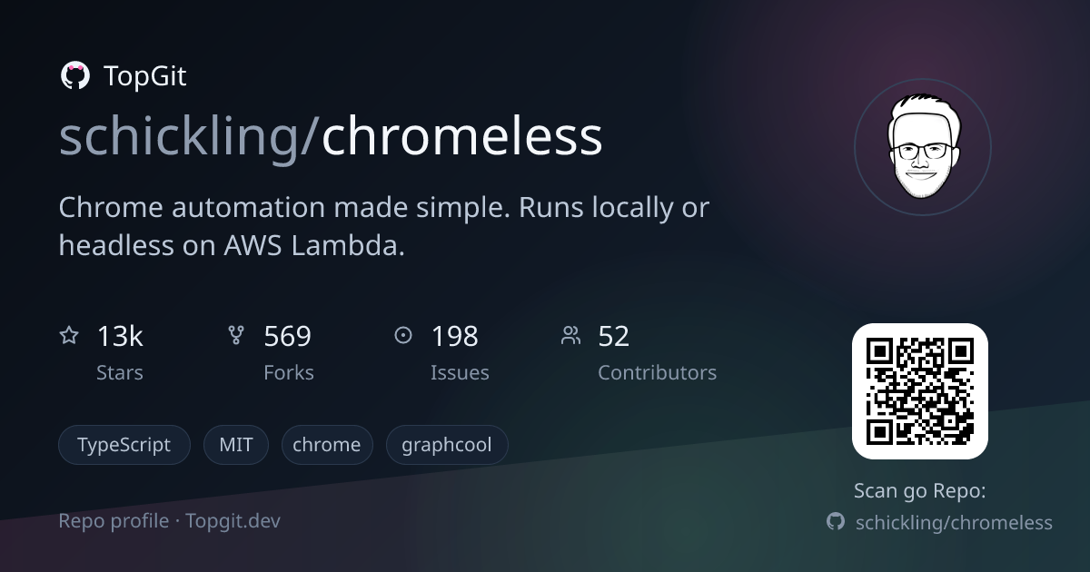TopGit repo profile image for schickling/chromeless