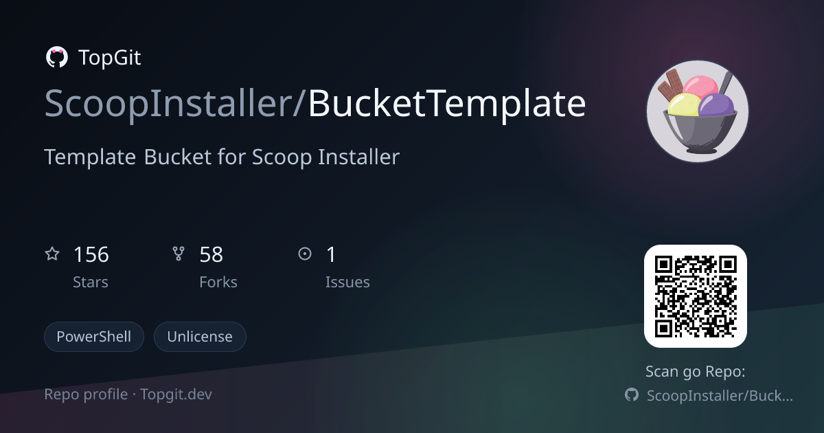 TopGit repo profile image for ScoopInstaller/BucketTemplate