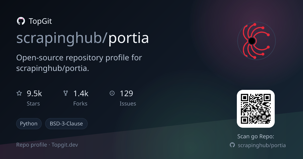 TopGit repo profile image for scrapinghub/portia
