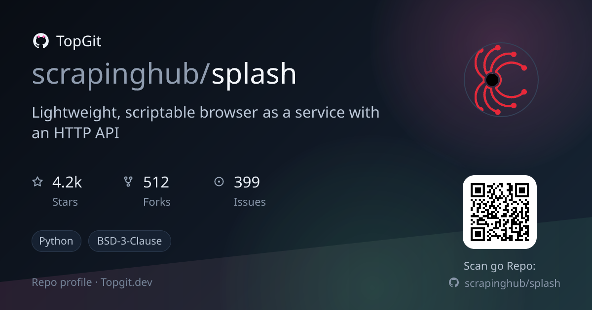 TopGit repo profile image for scrapinghub/splash