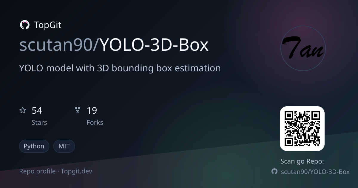 TopGit repo profile image for scutan90/YOLO-3D-Box
