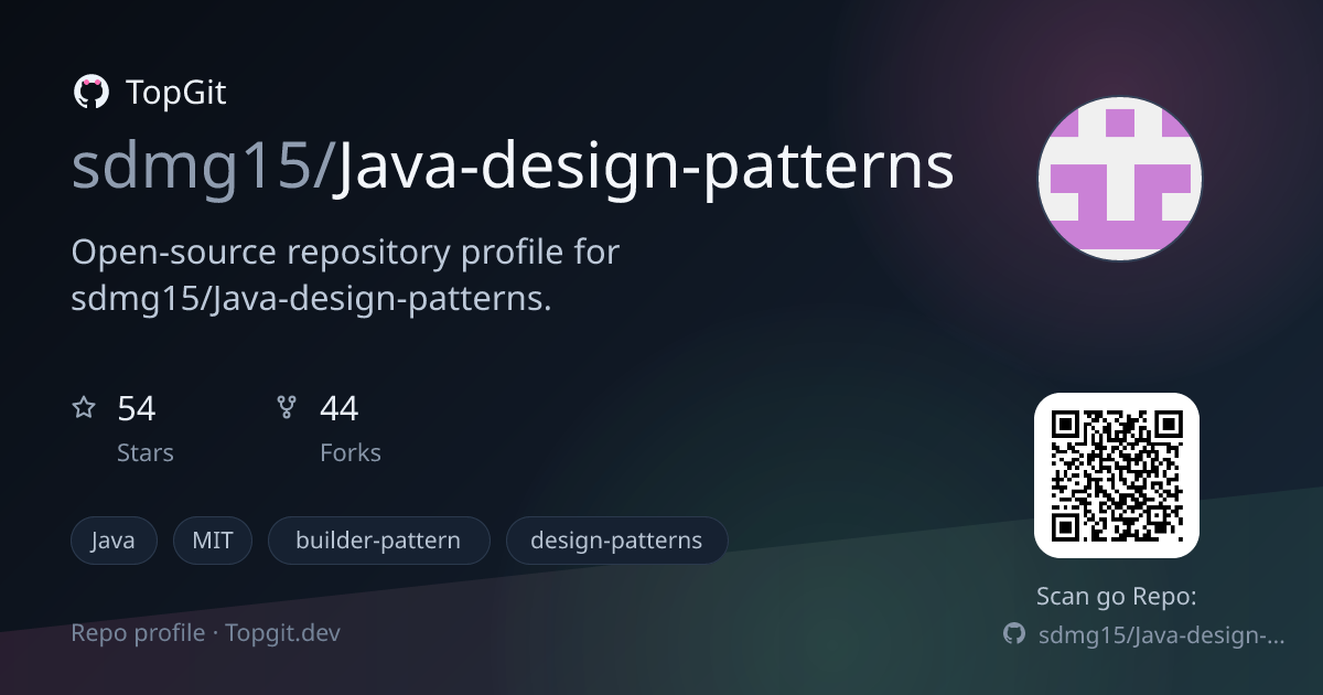 TopGit repo profile image for sdmg15/Java-design-patterns