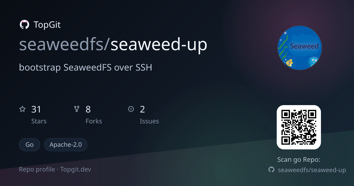 TopGit repo profile image for seaweedfs/seaweed-up