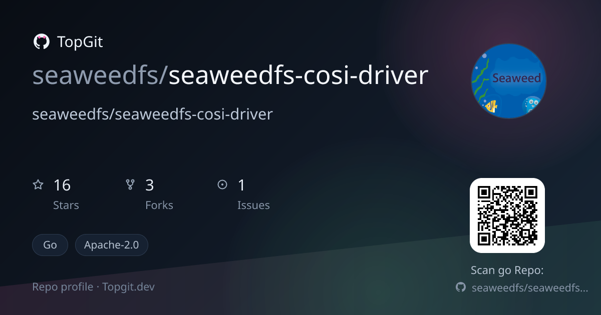TopGit repo profile image for seaweedfs/seaweedfs-cosi-driver
