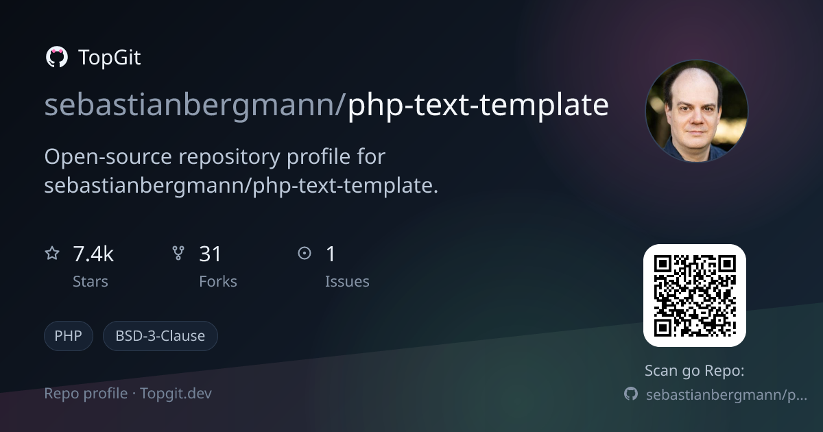 TopGit repo profile image for sebastianbergmann/php-text-template