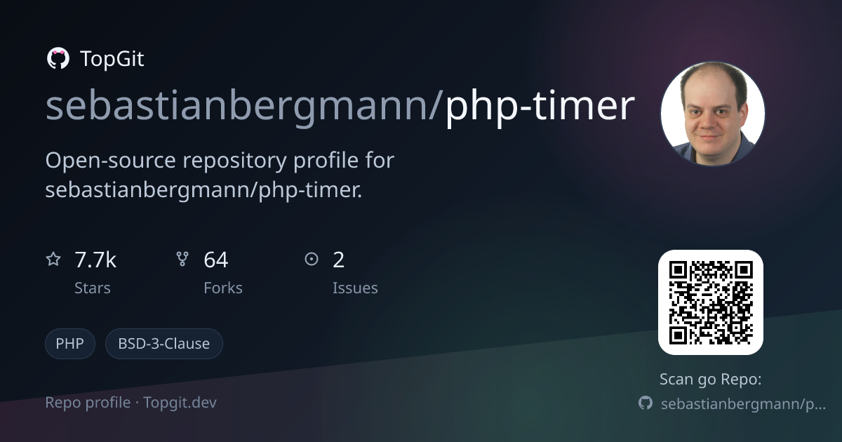 TopGit repo profile image for sebastianbergmann/php-timer