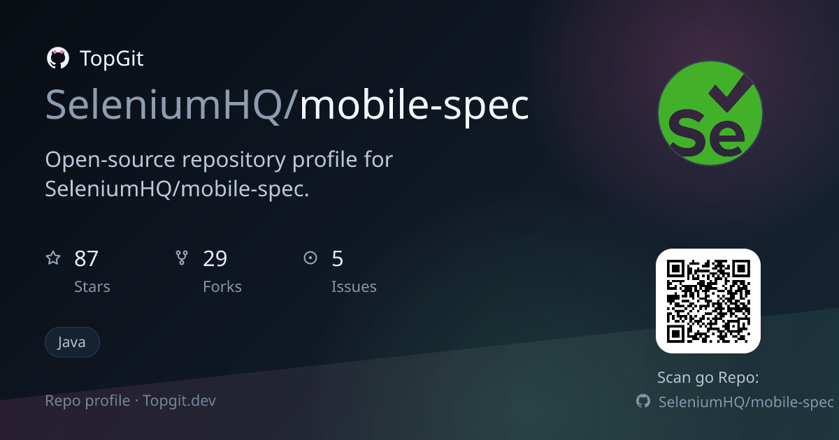 TopGit repo profile image for SeleniumHQ/mobile-spec