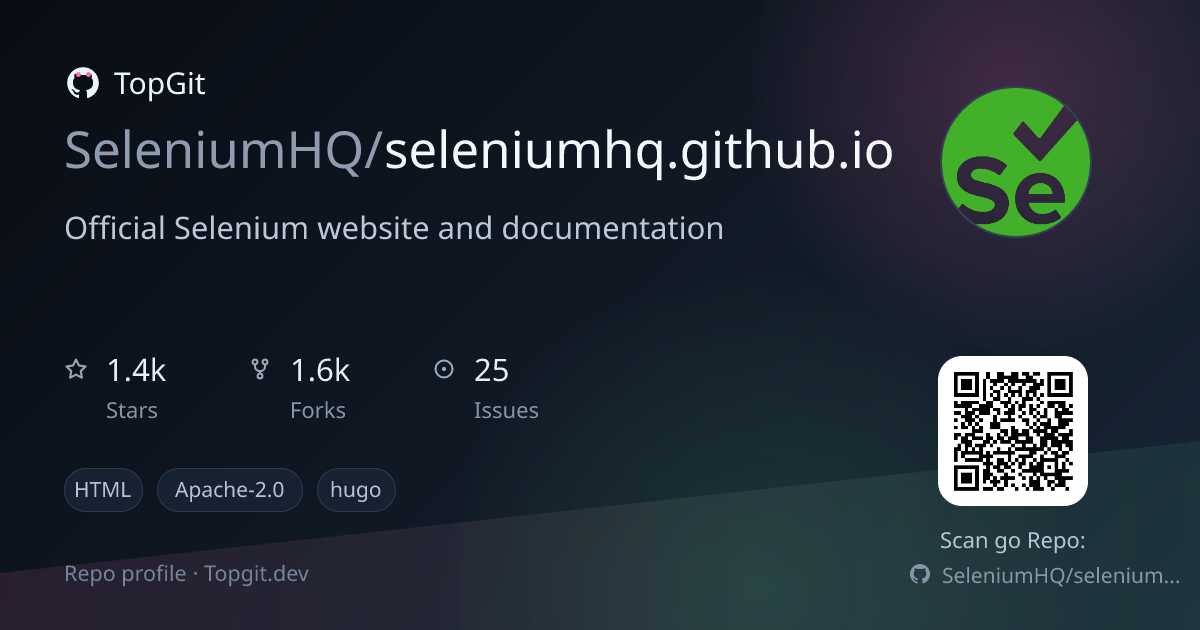 TopGit repo profile image for SeleniumHQ/seleniumhq.github.io