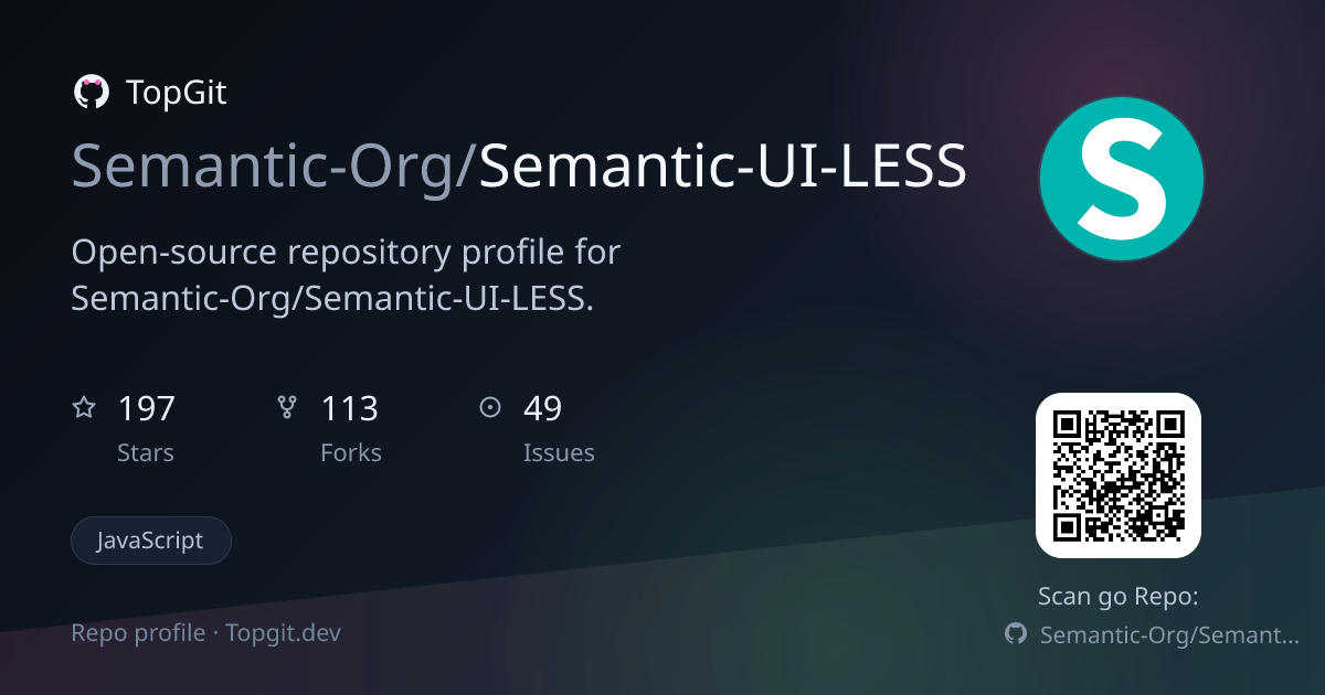 TopGit repo profile image for Semantic-Org/Semantic-UI-LESS