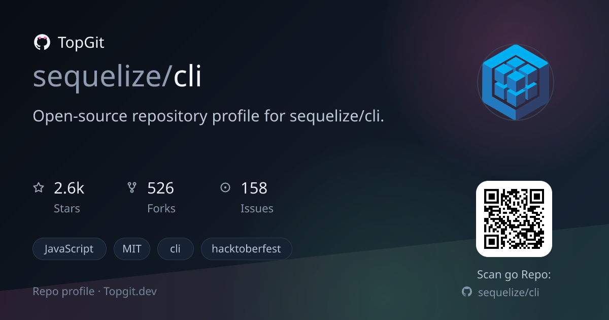 TopGit repo profile image for sequelize/cli