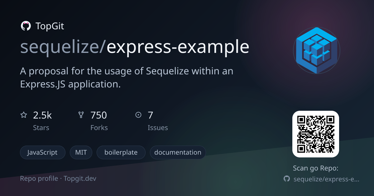 TopGit repo profile image for sequelize/express-example