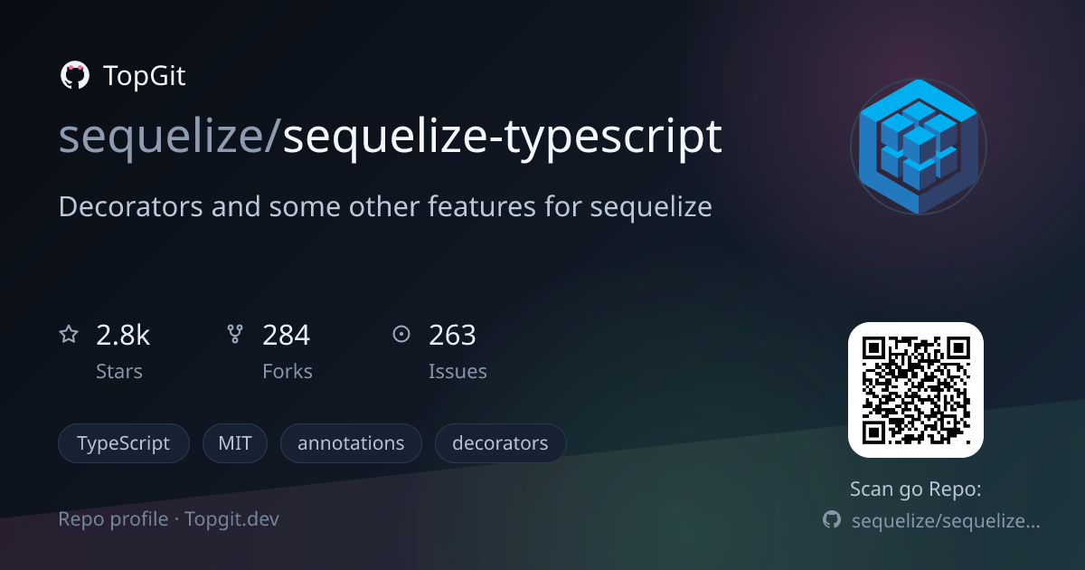 TopGit repo profile image for sequelize/sequelize-typescript