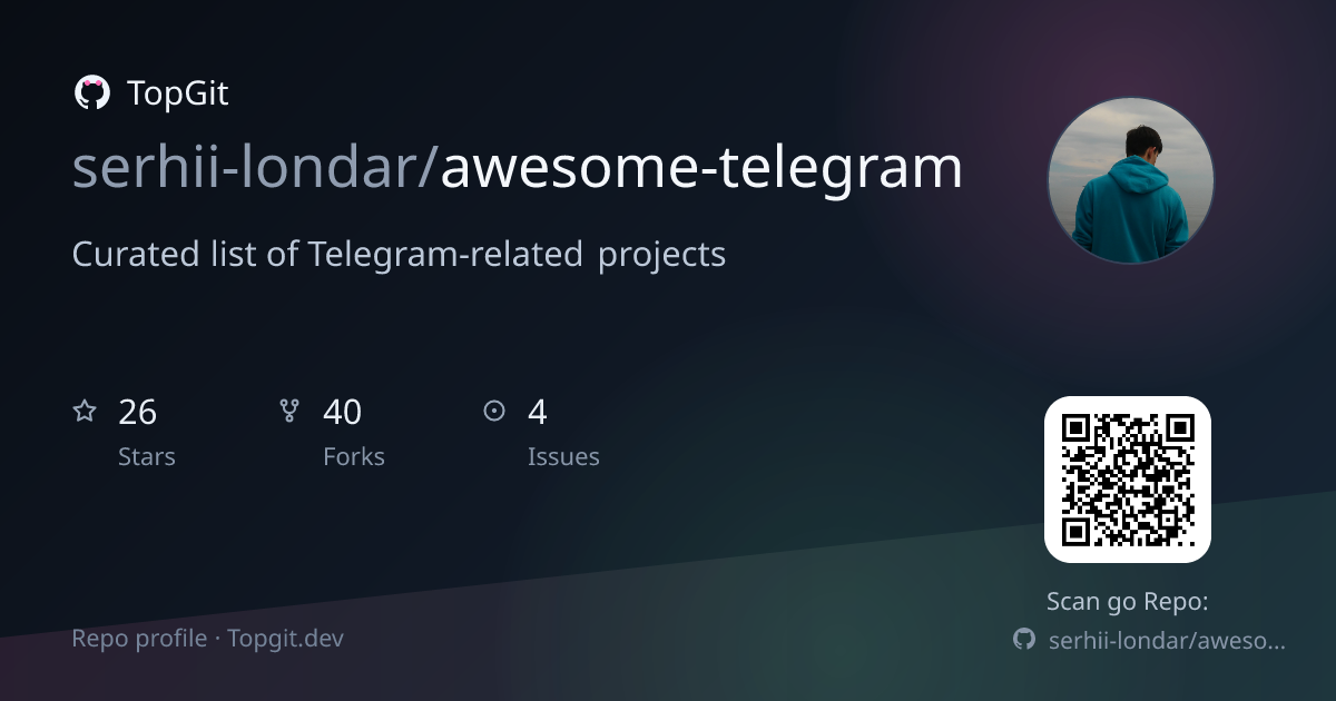 TopGit repo profile image for serhii-londar/awesome-telegram