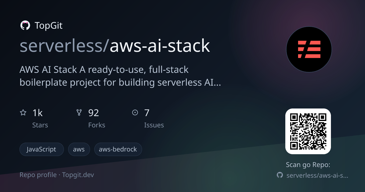 TopGit repo profile image for serverless/aws-ai-stack