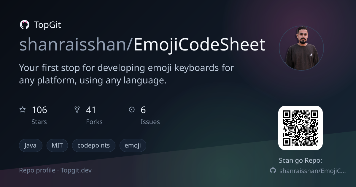 TopGit repo profile image for shanraisshan/EmojiCodeSheet