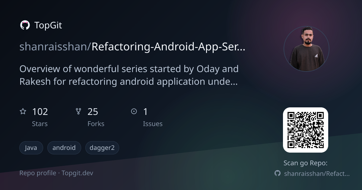 TopGit repo profile image for shanraisshan/Refactoring-Android-App-Series-Overview