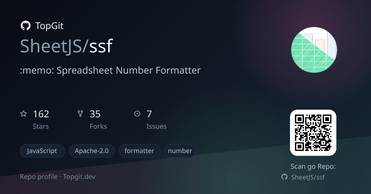 TopGit repo profile image for SheetJS/ssf