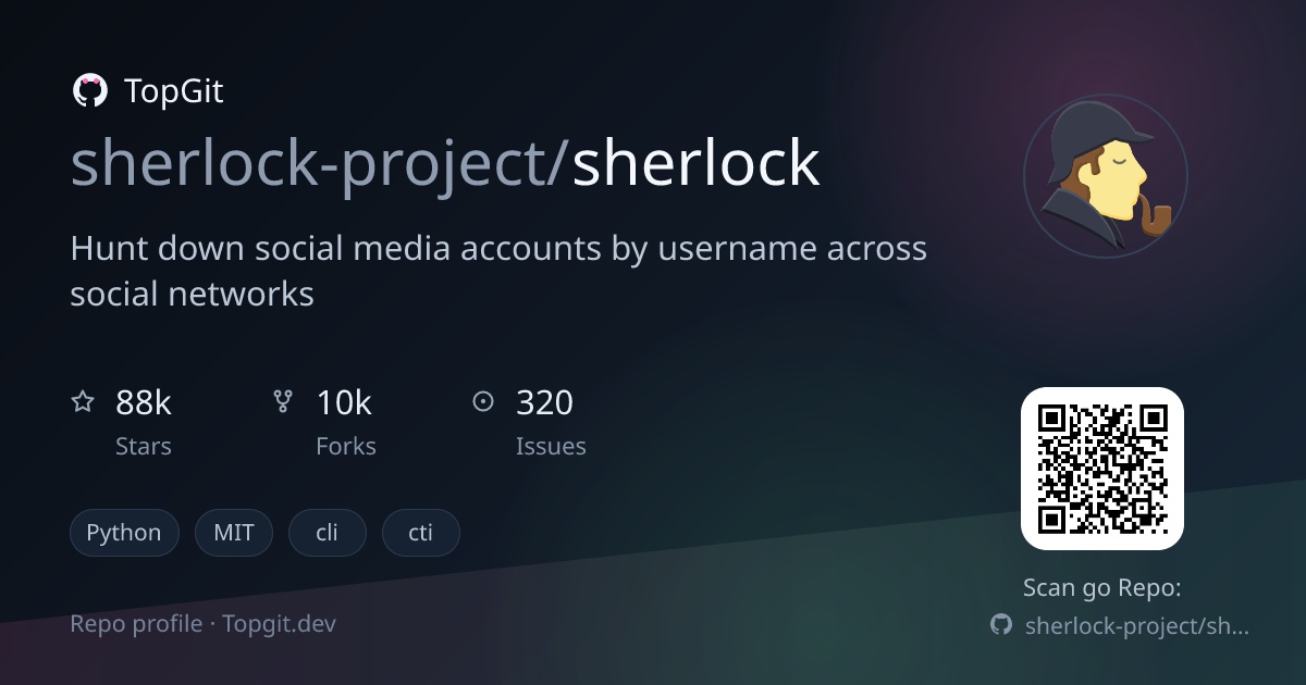 TopGit repo profile image for sherlock-project/sherlock