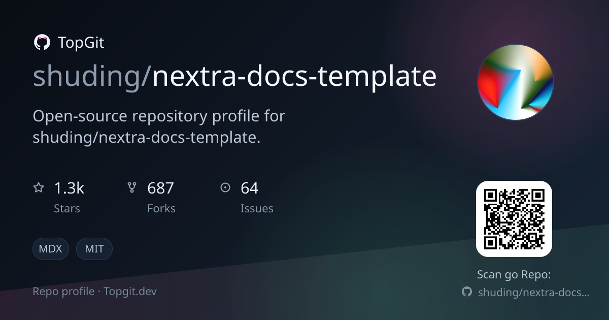 TopGit repo profile image for shuding/nextra-docs-template