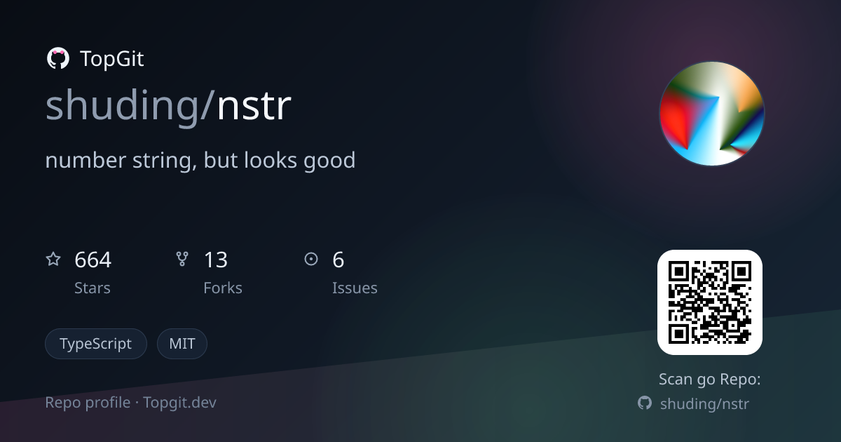 TopGit repo profile image for shuding/nstr