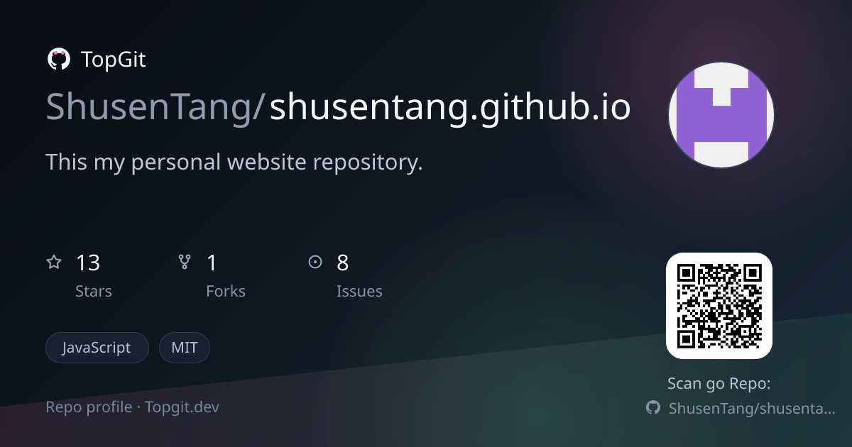 TopGit repo profile image for ShusenTang/shusentang.github.io