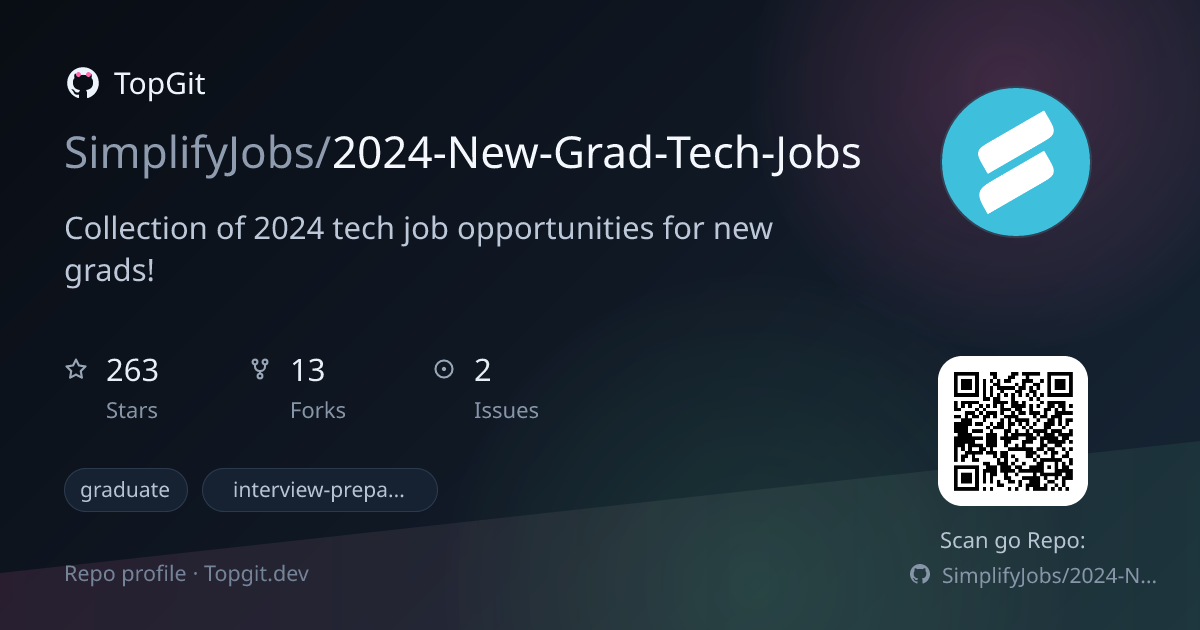 TopGit repo profile image for SimplifyJobs/2024-New-Grad-Tech-Jobs