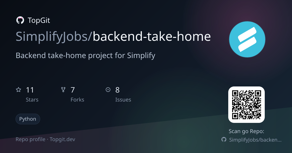 TopGit repo profile image for SimplifyJobs/backend-take-home