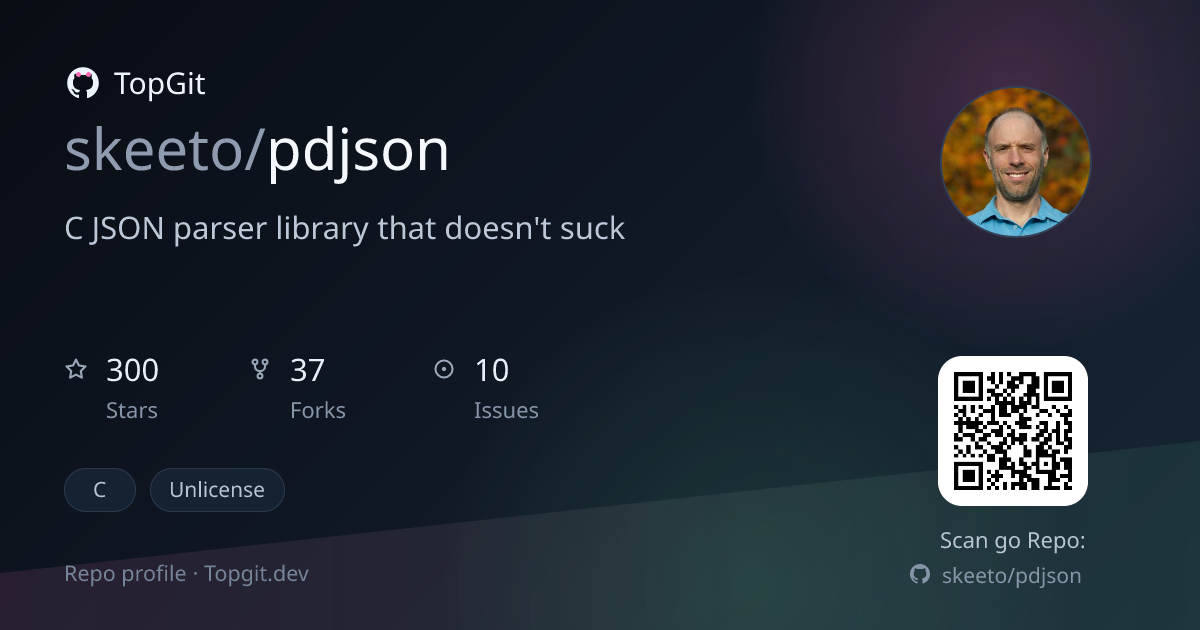 TopGit repo profile image for skeeto/pdjson