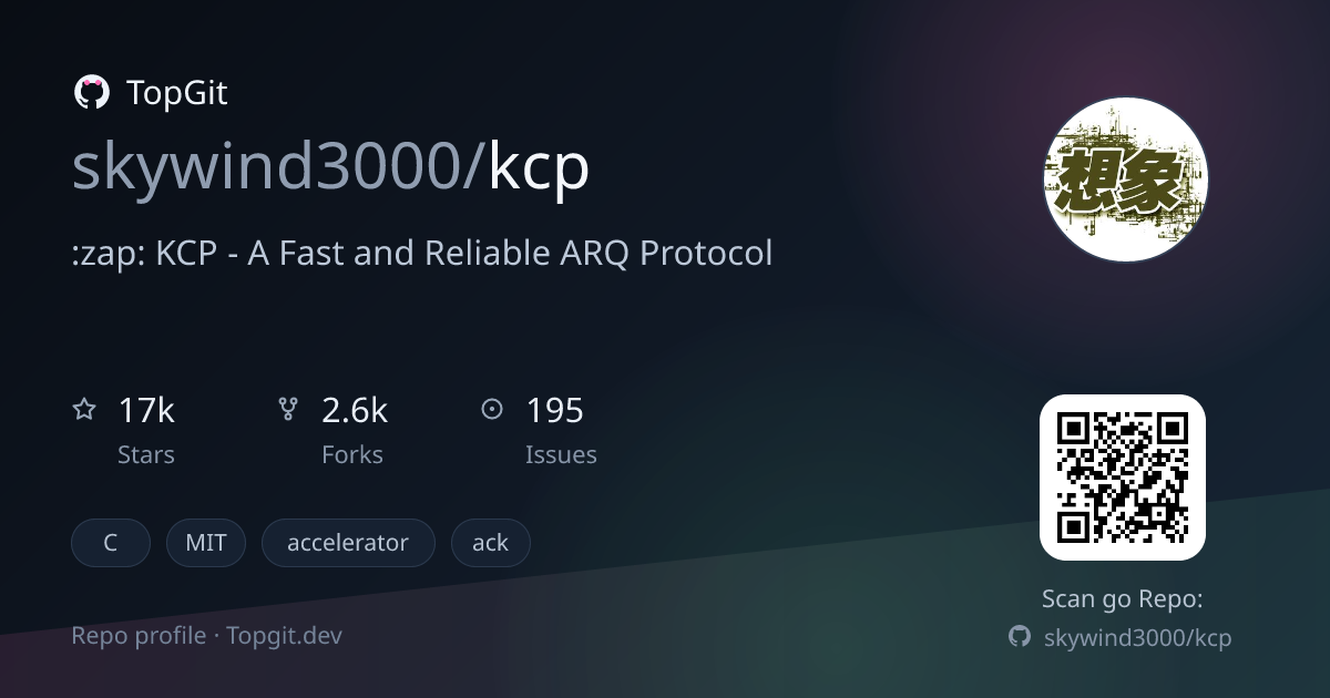 TopGit repo profile image for skywind3000/kcp