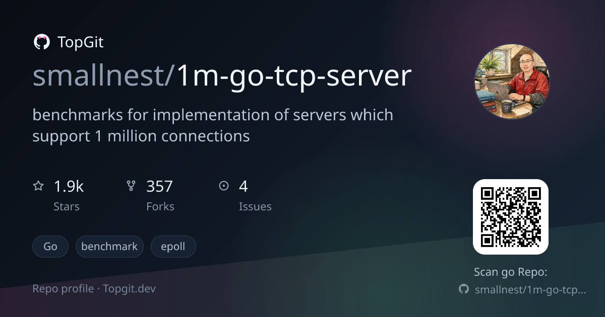 TopGit repo profile image for smallnest/1m-go-tcp-server