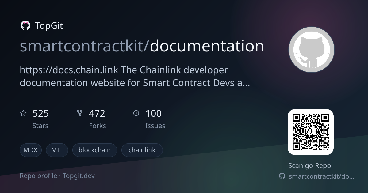 TopGit repo profile image for smartcontractkit/documentation