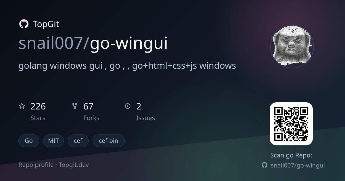 TopGit repo profile image for snail007/go-wingui