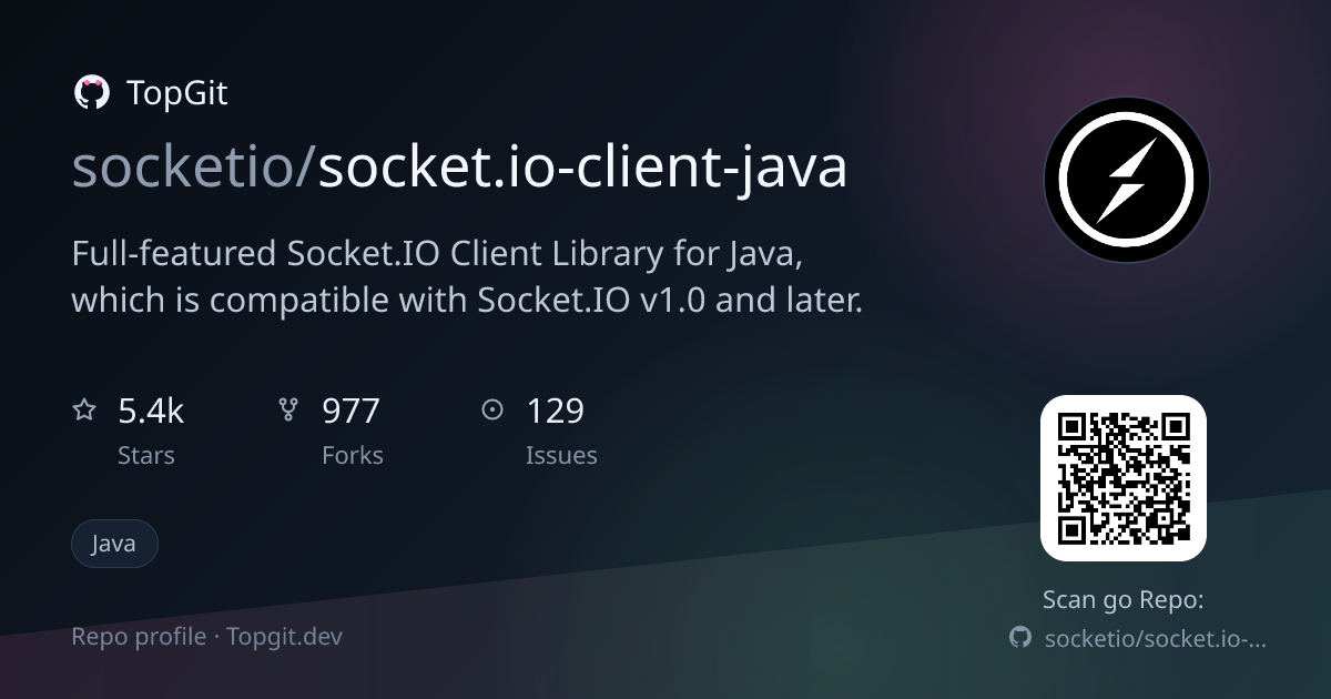 TopGit repo profile image for socketio/socket.io-client-java