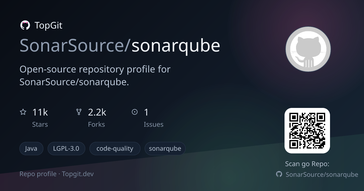 TopGit repo profile image for SonarSource/sonarqube