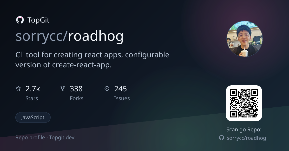TopGit repo profile image for sorrycc/roadhog
