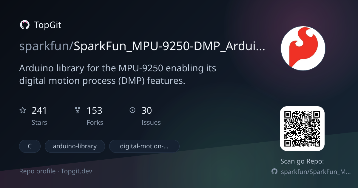 TopGit repo profile image for sparkfun/SparkFun_MPU-9250-DMP_Arduino_Library