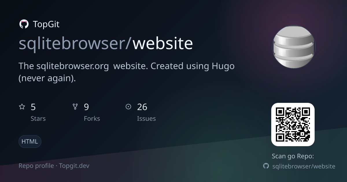 TopGit repo profile image for sqlitebrowser/website