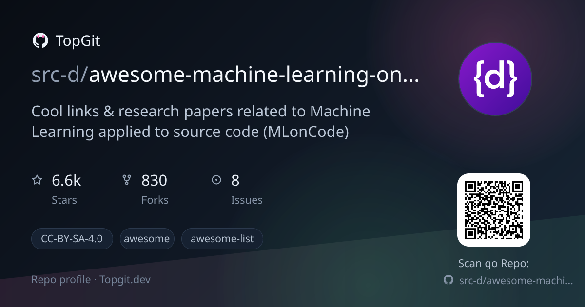TopGit repo profile image for src-d/awesome-machine-learning-on-source-code