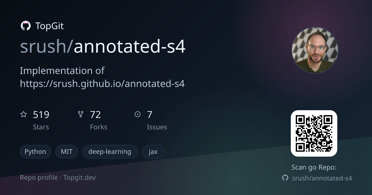 TopGit repo profile image for srush/annotated-s4