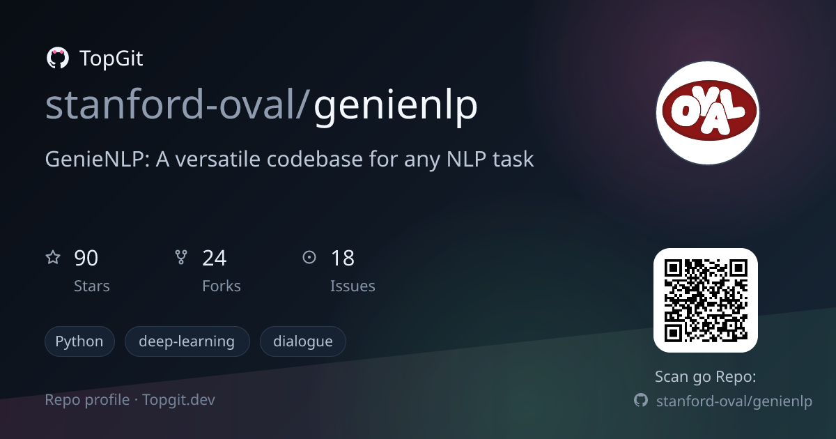 TopGit repo profile image for stanford-oval/genienlp