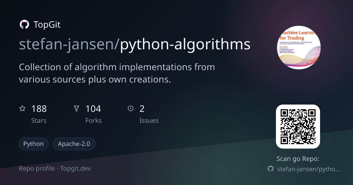 TopGit repo profile image for stefan-jansen/python-algorithms