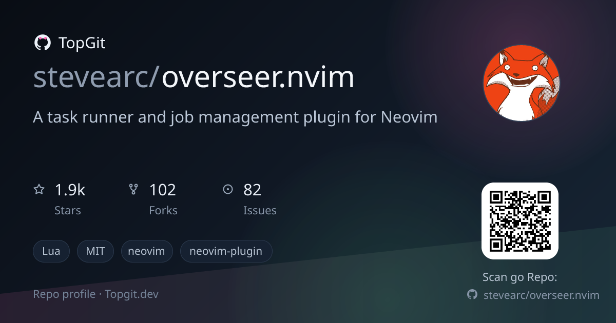 TopGit repo profile image for stevearc/overseer.nvim