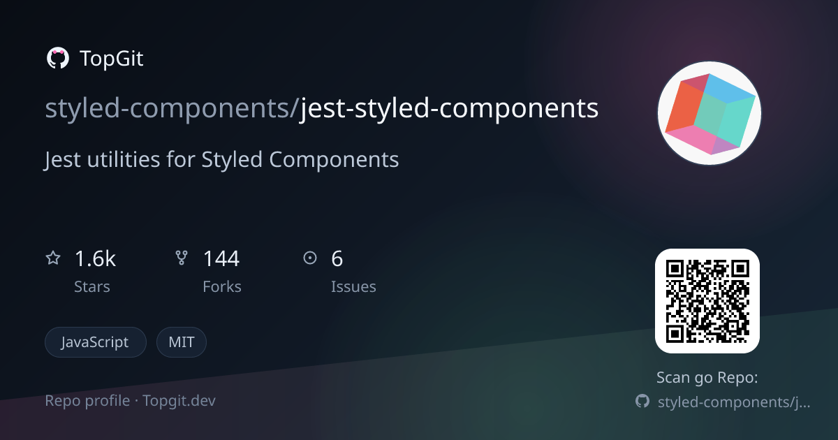TopGit repo profile image for styled-components/jest-styled-components